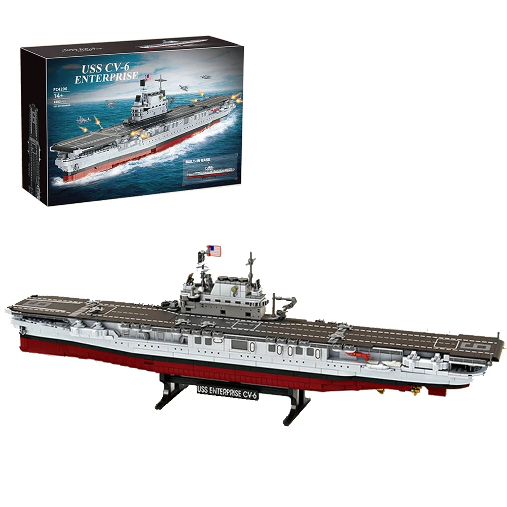 

1883PCS USS CV-6 Enterprise Building Blocks MOC Aircraft Carrier Warship Model Assembly Brick Puzzle Toys for Kids Children
