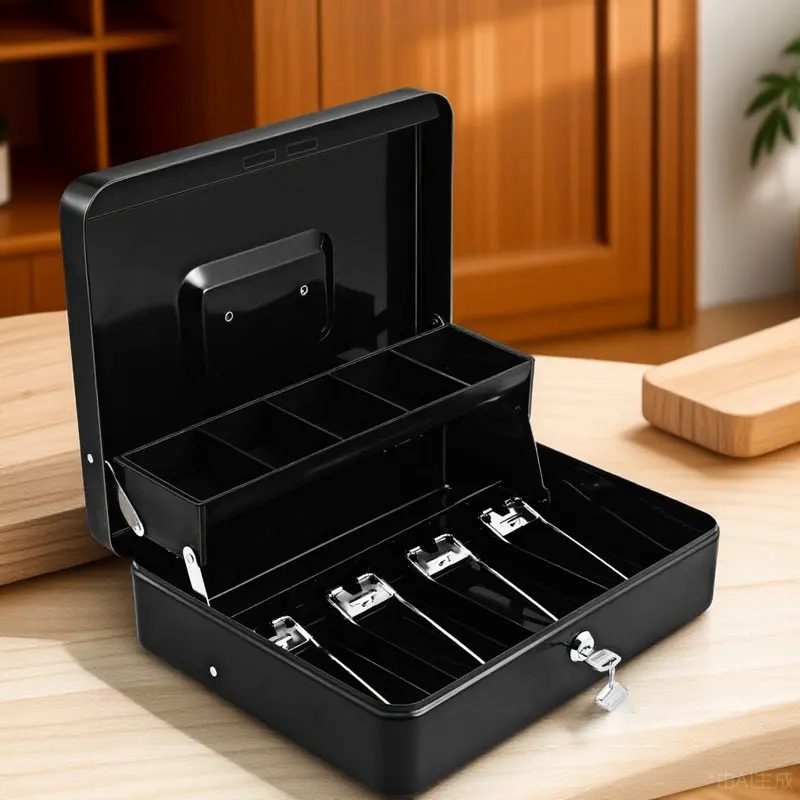 

Кассовый ящик-органайзер металлический с замком, для малого бизнеса, усиленная железная конструкция, большой, для безопасного хранения денег