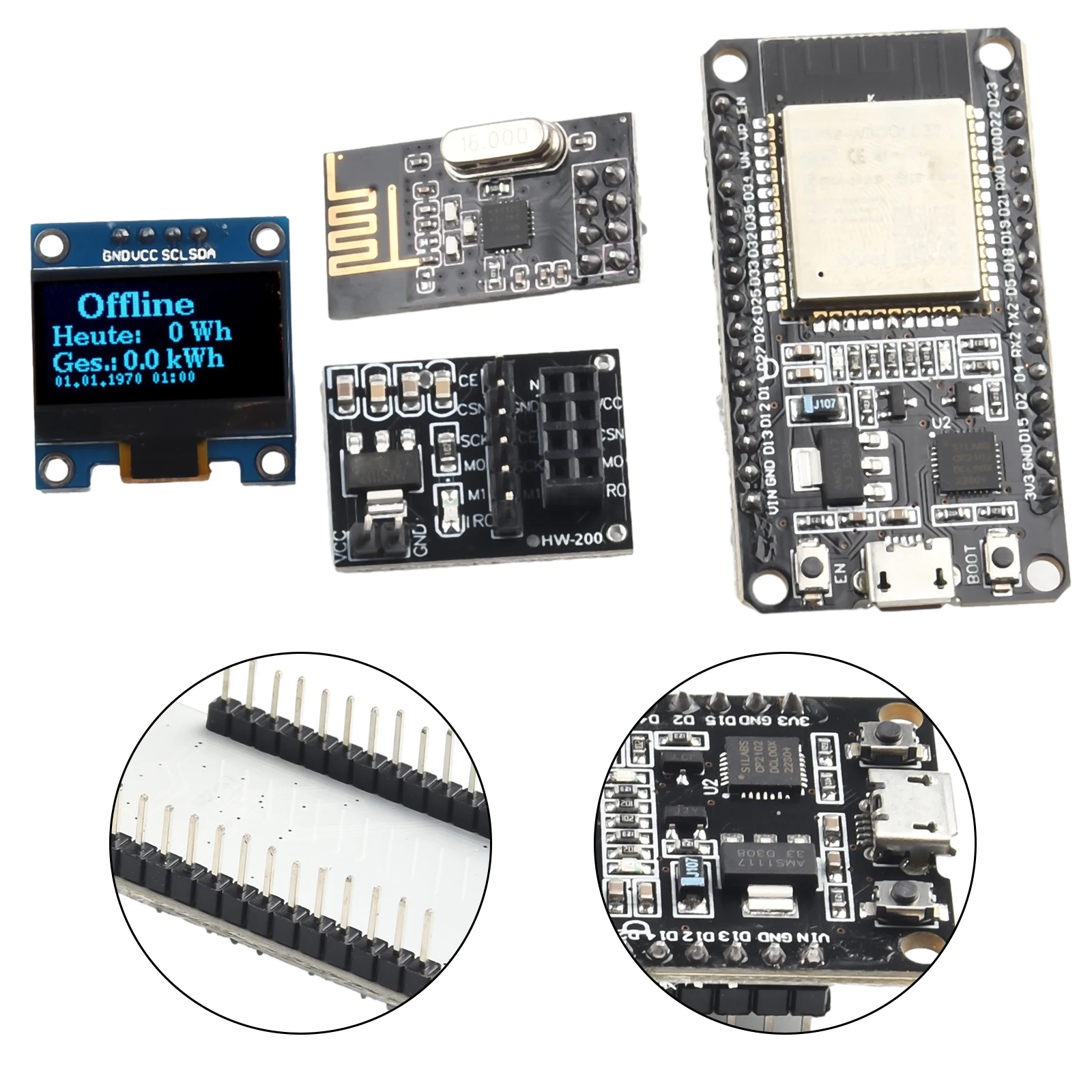 

Удобный для пользователя OpenDTU ESP32+NRF24L01+кабель+модуль дисплея Оставайтесь подключенной Широкая совместимость Мониторинг в реальном времени