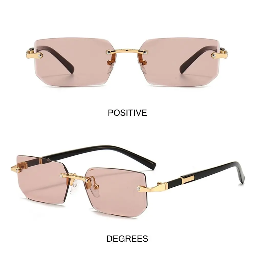 Trendy Rimless Sunglasses for Men Women Fashion Frameless Rectangle Sun Glasses Retro Shades Summer Traveling Eyewear UV400