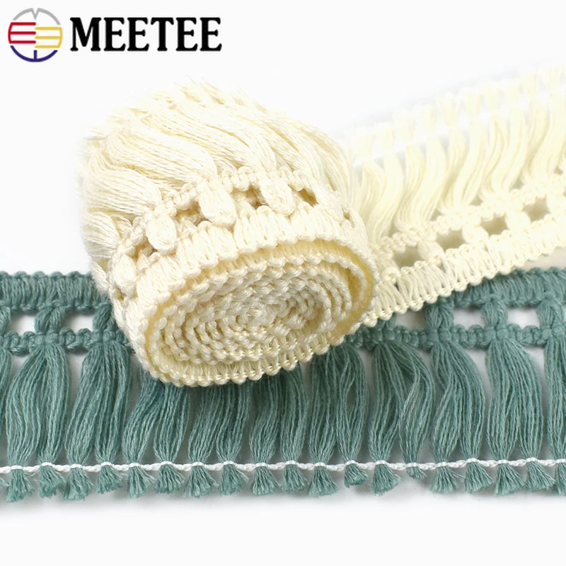 

5/10/20/25Yards 5cm Cotton Tassel Fringe Lace Trim Curtain Dance Tablecloth Sofa Decor Trimmings DIY Sewing Craft Accessories