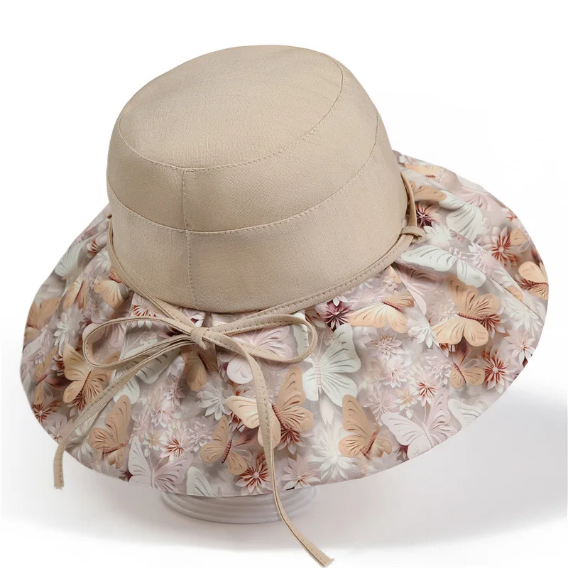 Lightweight Breathable Flower Color Matching Hat Women's Organza Bucket Hat Face-looking Small Bucket Hat Sun Protection Sun Hat