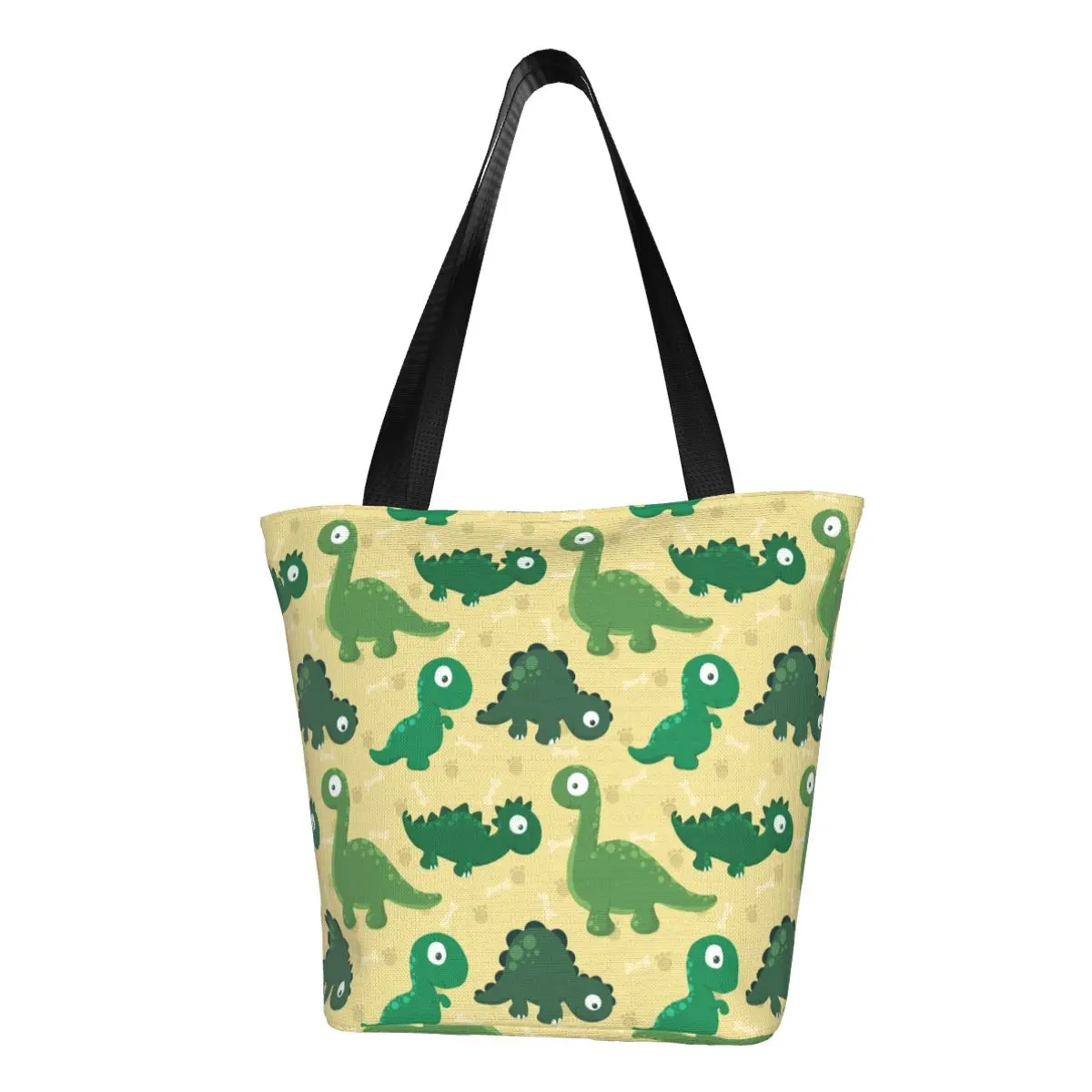 Custom Cute Dinosaurs Pattern Shopping Bag Women Canvas Shoulder Recycling Tote Bag Washable Jurassic Grocery Shopper Bags