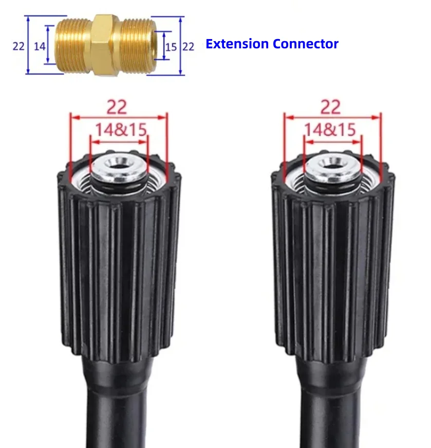 2m-40m High-Pressure Cleaning Machine Hose, Cleaning Hose Extension, Karcher Elitech Interskol Huter, M22-PIN14&15