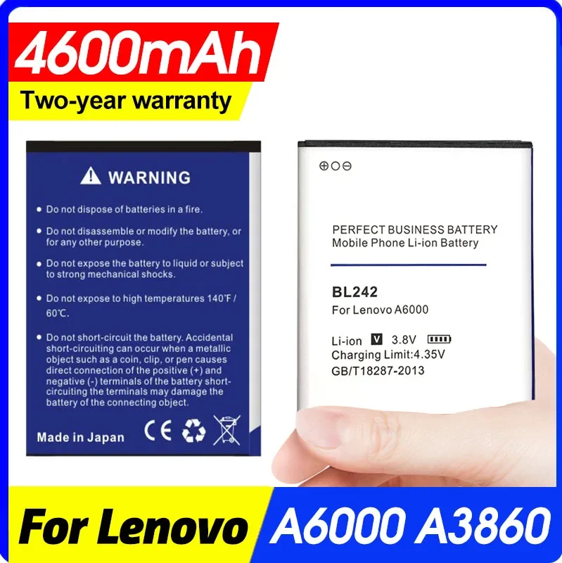 Аккумулятор Bl242 Bl 242 4600 мАч для Lenovo A6000 A6010 A3860 A3580 A3900 Lemeng K3 K30-t K30-w Plus