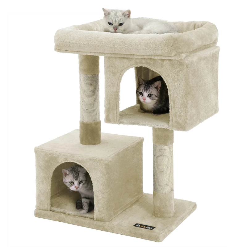 Modern Simple Cat Tree House Wooden PCT61M Floor Standing Cat Tree Tower