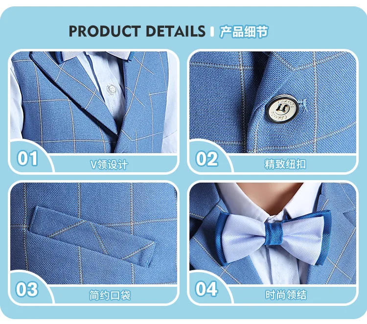 Baby Boys Summer Formal Vest Short Shirt Bowtie Costume Child Wedding Photography Suit School Kids Graduation Ceremony Dress