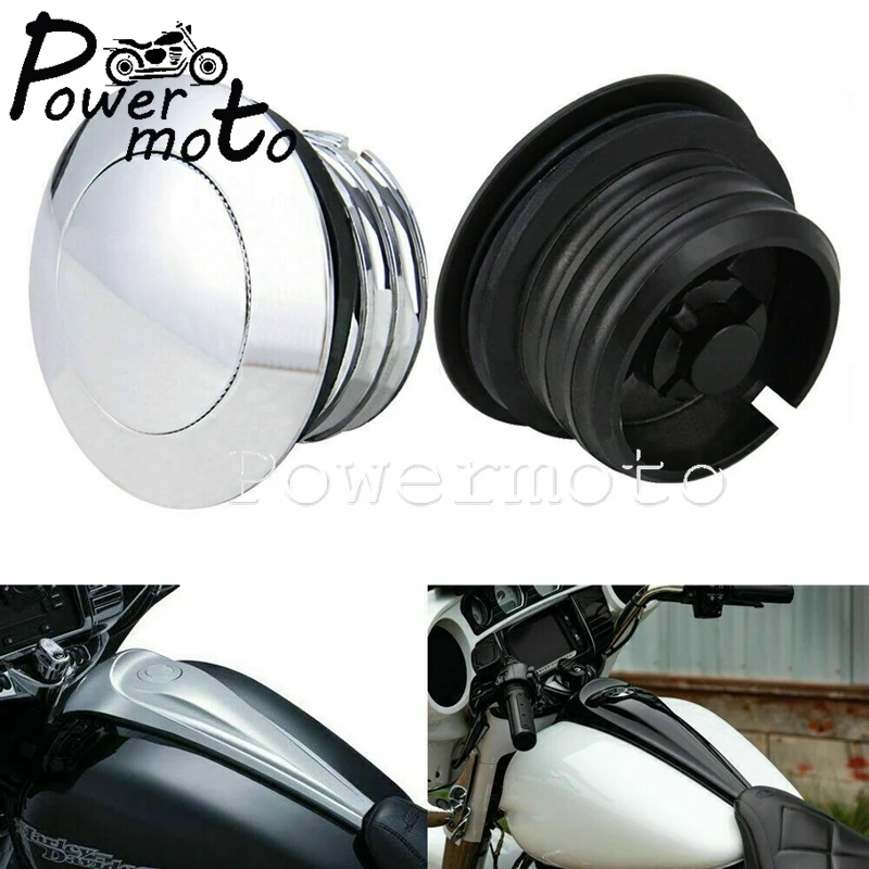 Motorcycle Pop Up Gas Cap Vented CNC Fuel Oil Tank Cover For Harley Touring Road Street Electra Glide Road King Softail 2008-17