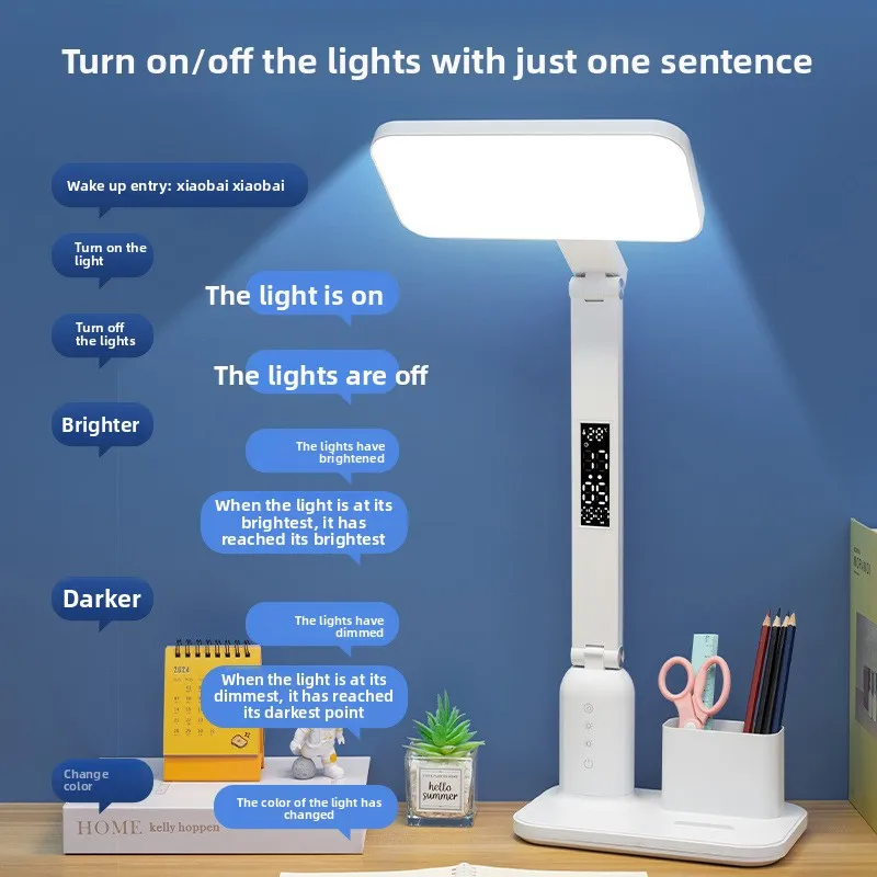 Multifunctional Desk Lamp Learning Eye Protection, Large Area Reading Lamp, Intelligent Voice Bedside Charging Learning Lamp