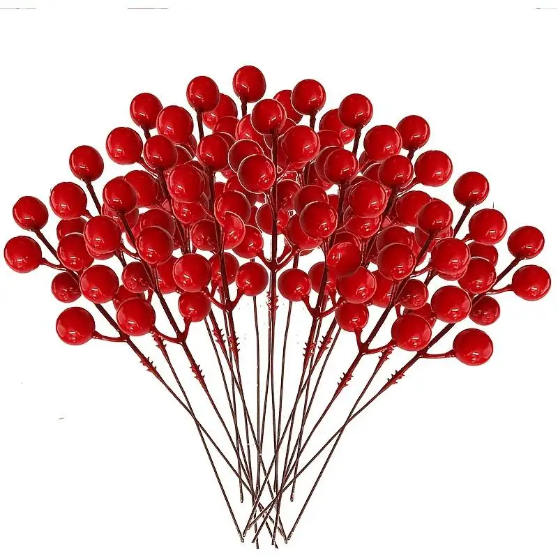 14 Pcs Red Artificial Berry Branches - for Christmas Trees,Wreaths Decorations, Perfect for Christmas, Wedding, And Home Decor