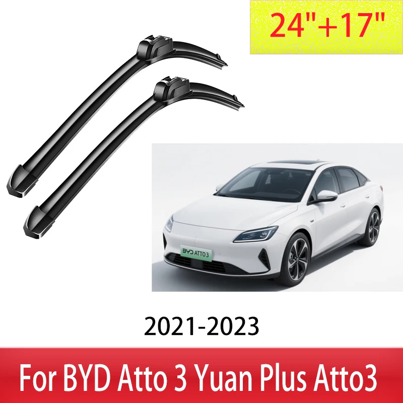 

Car Wiper Blades For BYD Atto 3 Yuan Plus Atto3 2021 -2023 Front Windshield Brushes Windscreen Window Cutter Accessories 24"+17"