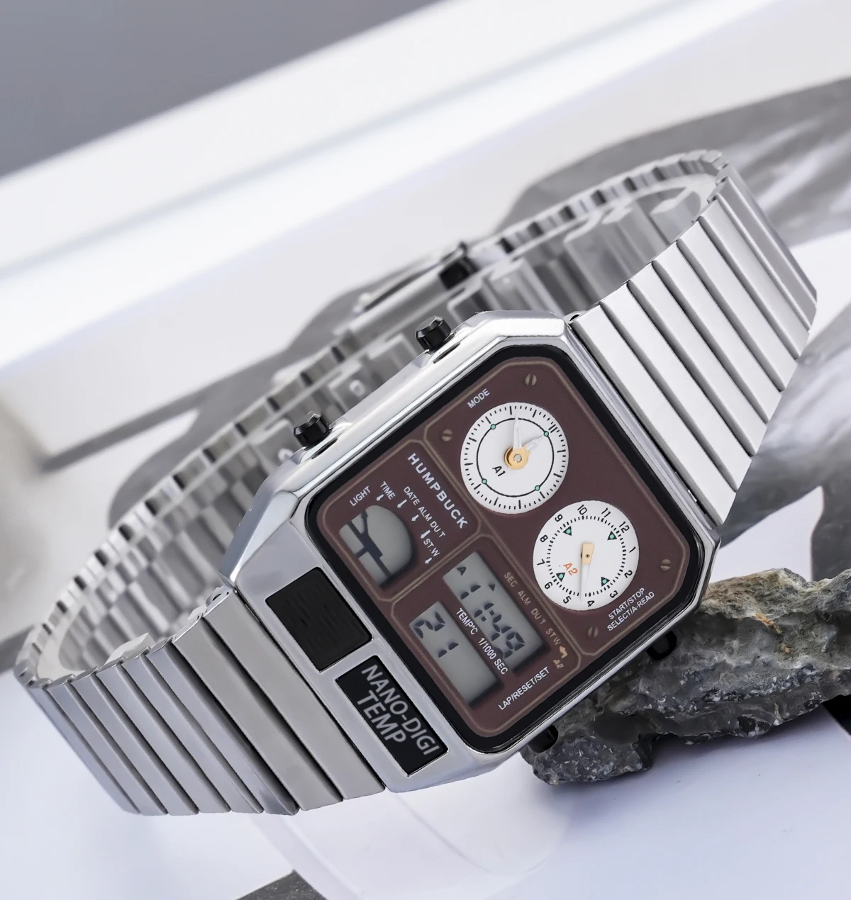 Top Luxury Stainless Steel Strap Countdown  Man Digital Watch 3bar Waterproof Back Light