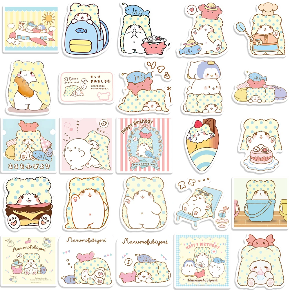 10/30/50 قطعة لطيف Marumofubiyori سانريو ملصقات الكرتون الشارات للأطفال لعبة زجاجة ماء الهاتف الأمتعة Kawaii الشارات الديكور #6