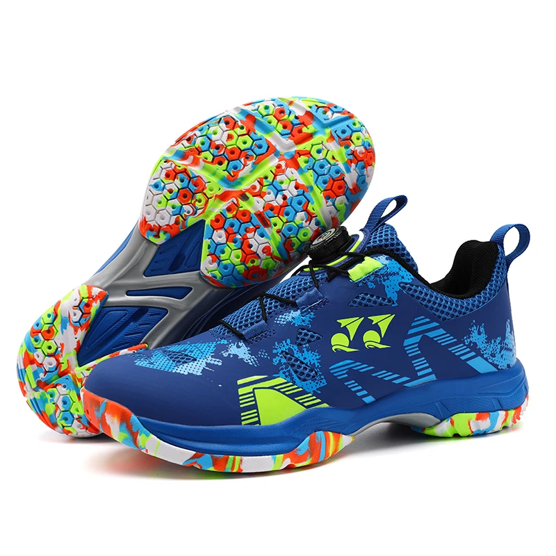 Men Women Badminton Shoes Quick Lacing Tennis Sneakers Ping-pong Training Shoes Non-slip Outdoor Athletic Shoes Gym Sneakers