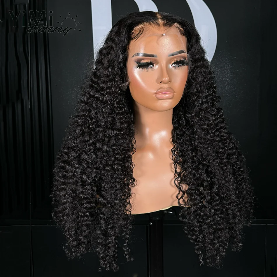 

200% Burmese Curly Lace Front Human Hair Wig For Women Remy Mongolian 4x4 Lace Closure Pre-Plucked Bleached Knot 3C 4A Yimisunny