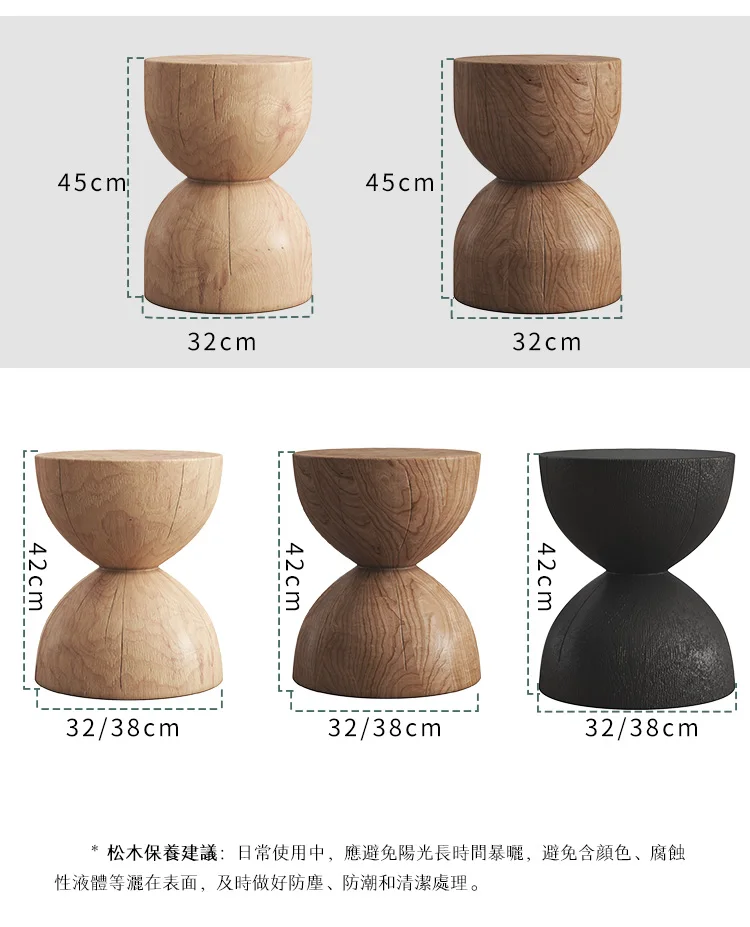 الشمال الخشب الطبيعي الجذع البراز شجرة مستديرة شريحة طاولة جانبية سجل مقعد عثماني غرفة المعيشة ريفي جذع شجرة ديكور #5