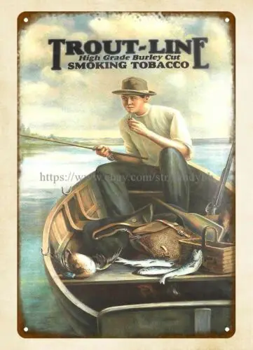 Trout-Line Smoking Tobacco metal tin sign office bar home interior design