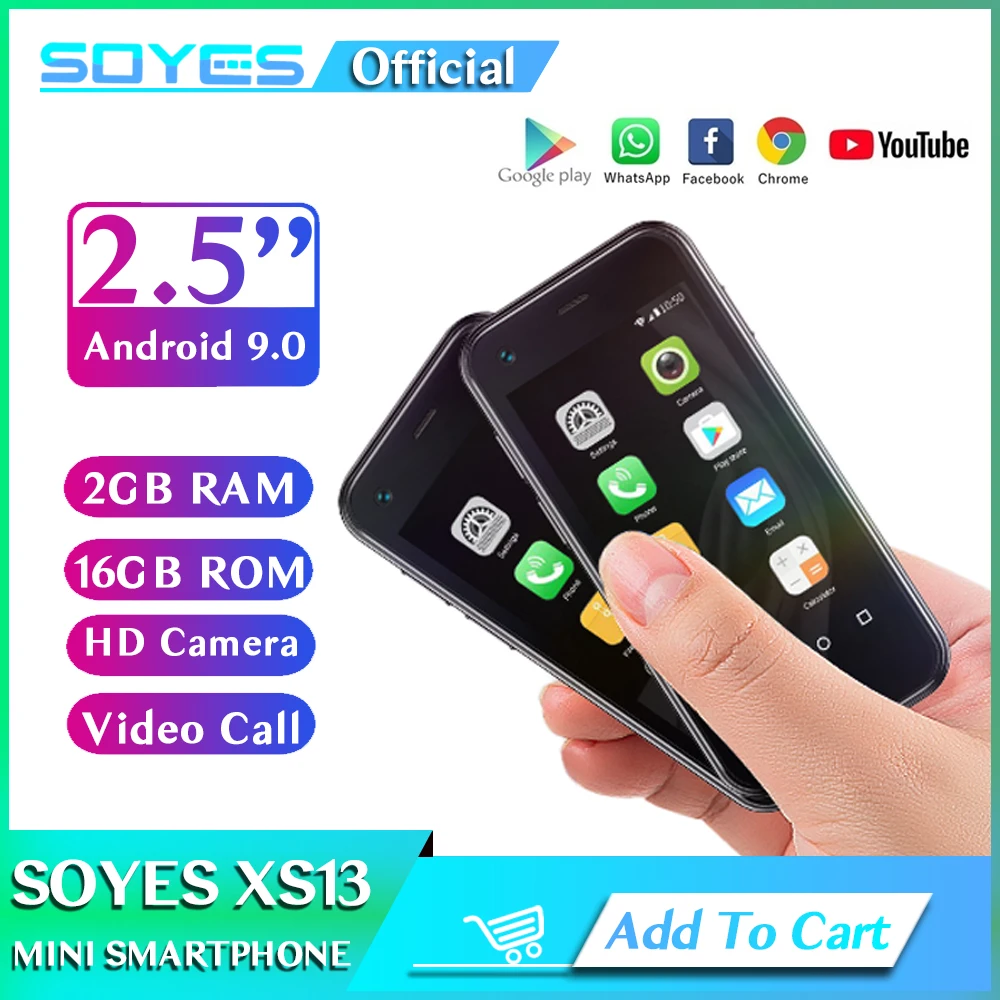 

SOYES XS13 2.5 Inches Mini Android9.0 Mobile Phone HD Camera Dual SIM TF Slot 1000mAh 2GB RAM 16GB ROM 3G Cute Smartphone