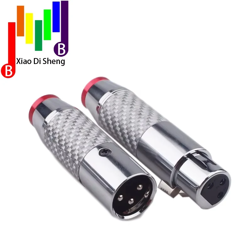 Hifi คาร์บอนไฟเบอร์ XLR ปลั๊ก Hi-end Gold-plated ชายและหญิง XLR ConnectorCarbon Fiber Shell Tellurium ทองแดงชุบโรเดียม g