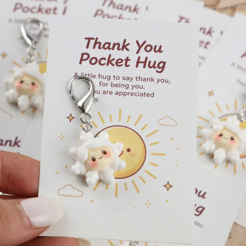10/15pcs 2dPositive Sun Series Keychain Set Comes with encouraging animal cards Thanksgiving holiday gifts，Suitable for gifting