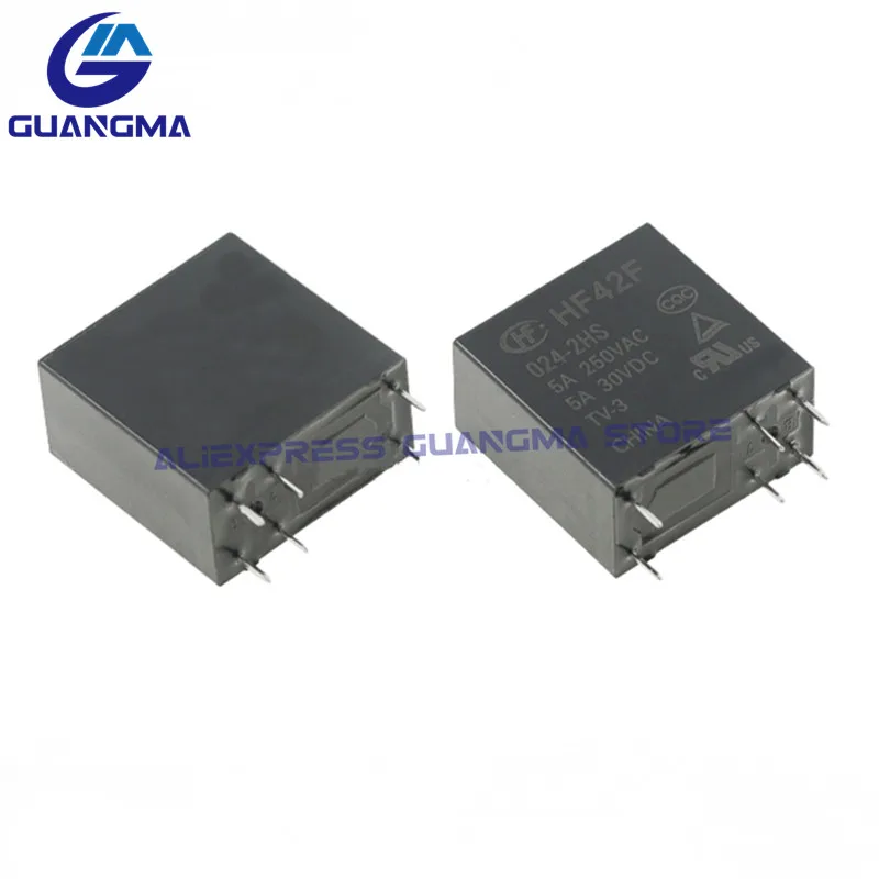 Imagem -04 - Relé Originais Hf42f0052hs Hf42f-012-2hs Hf42f-024-2hs 5a 250vac 6pin Dc5v 12v Hf42f 24v Relé de Potência 50 Pcs 100 Novo