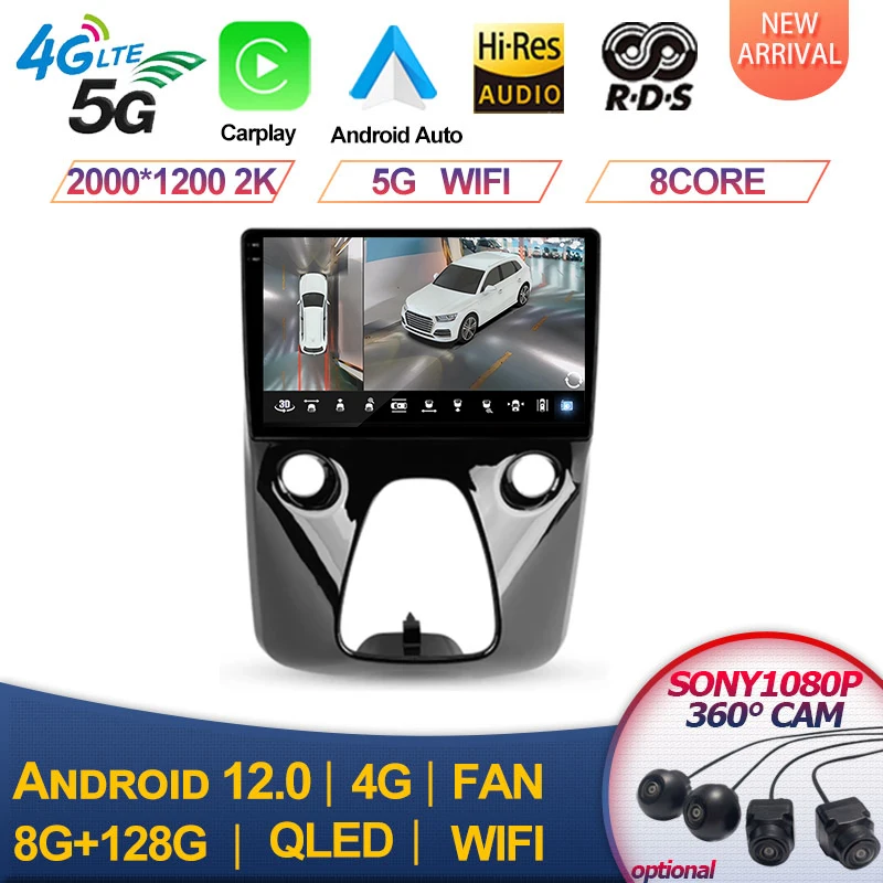 

Android 13 For Peugeot 108 For Toyota Aygo B40 2014-2021 Car Player QLED Auto Radio Stereo Multimedia GPS Navigation DVD NO 2DIN