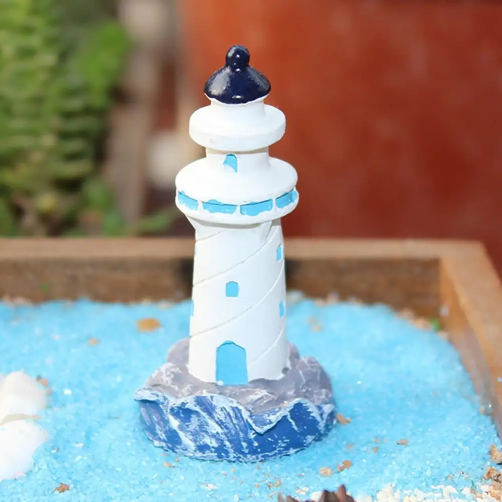 Cute Lighthouse Statue Delicate Lovely Vivid Micro Landscape Lighthouse Figurine  Garden Miniature Exquisite