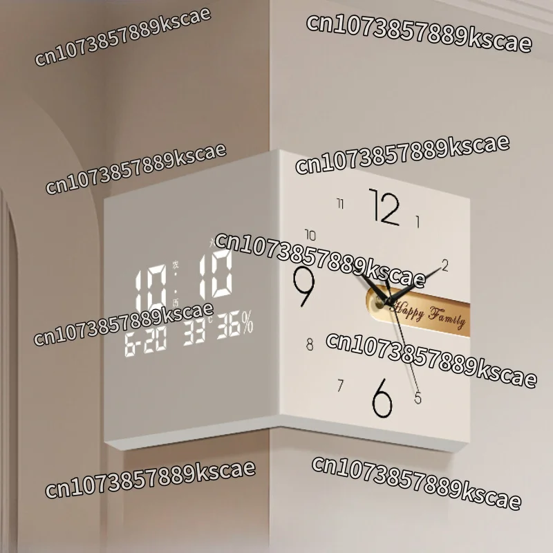 Simple Living Room Corner Clock Decoration Painting Cream Style Millennium Calendar Electronic Clock Creative Double Wall Clock