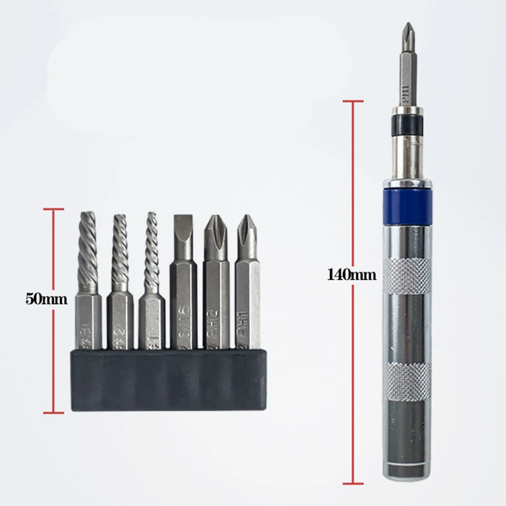 

Высокопрочная отвертка 6-в-1 со сменной насадкой, привод 1/4 дюйма, ржавые застрявшие сломанные крепления, набор отверток для удаления инструментов