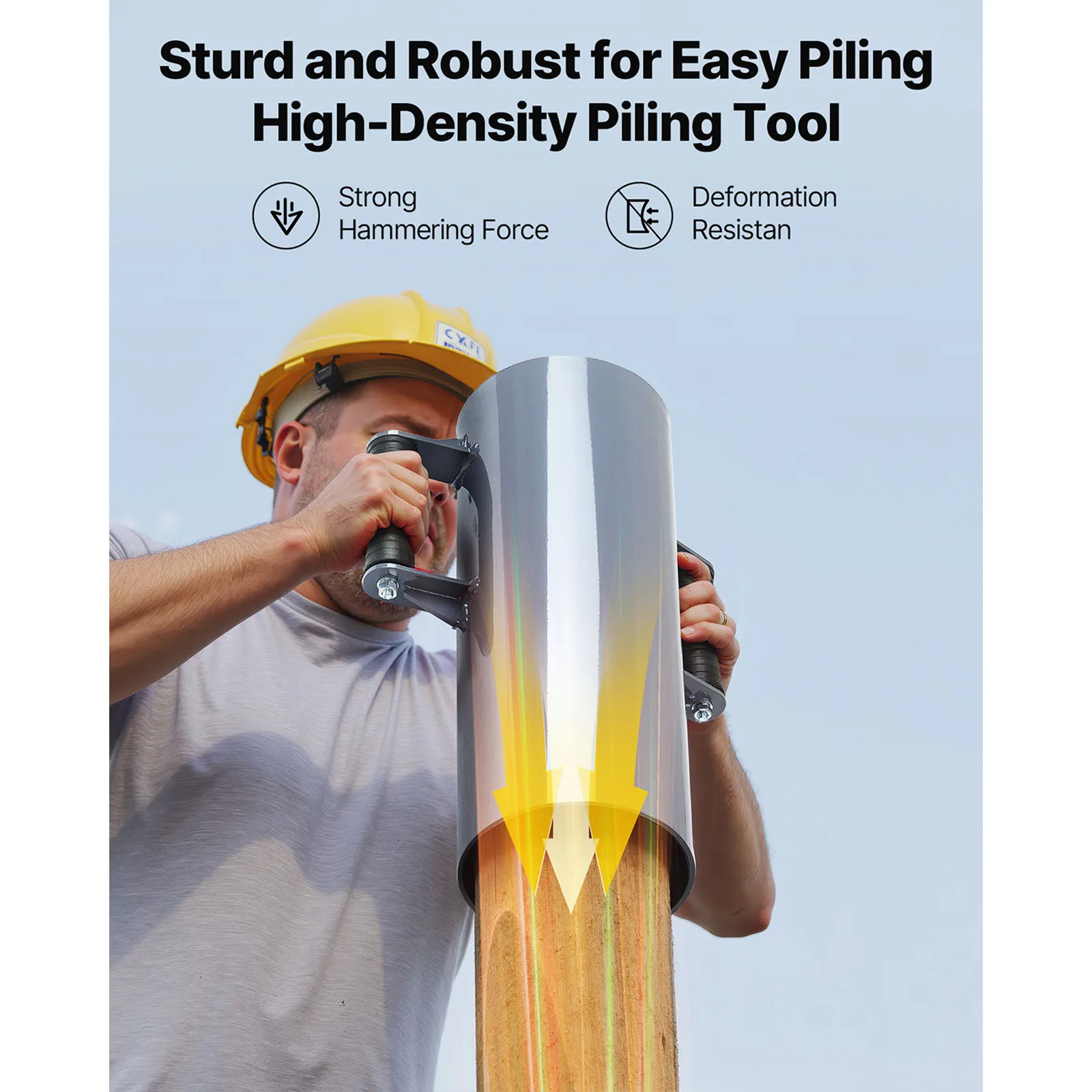 SucceBuy Fence Post Driver T Post Driver with Handles for U-Channel Fits T-Posts with Inner Diameter up to 6.1in Ideal for Farm