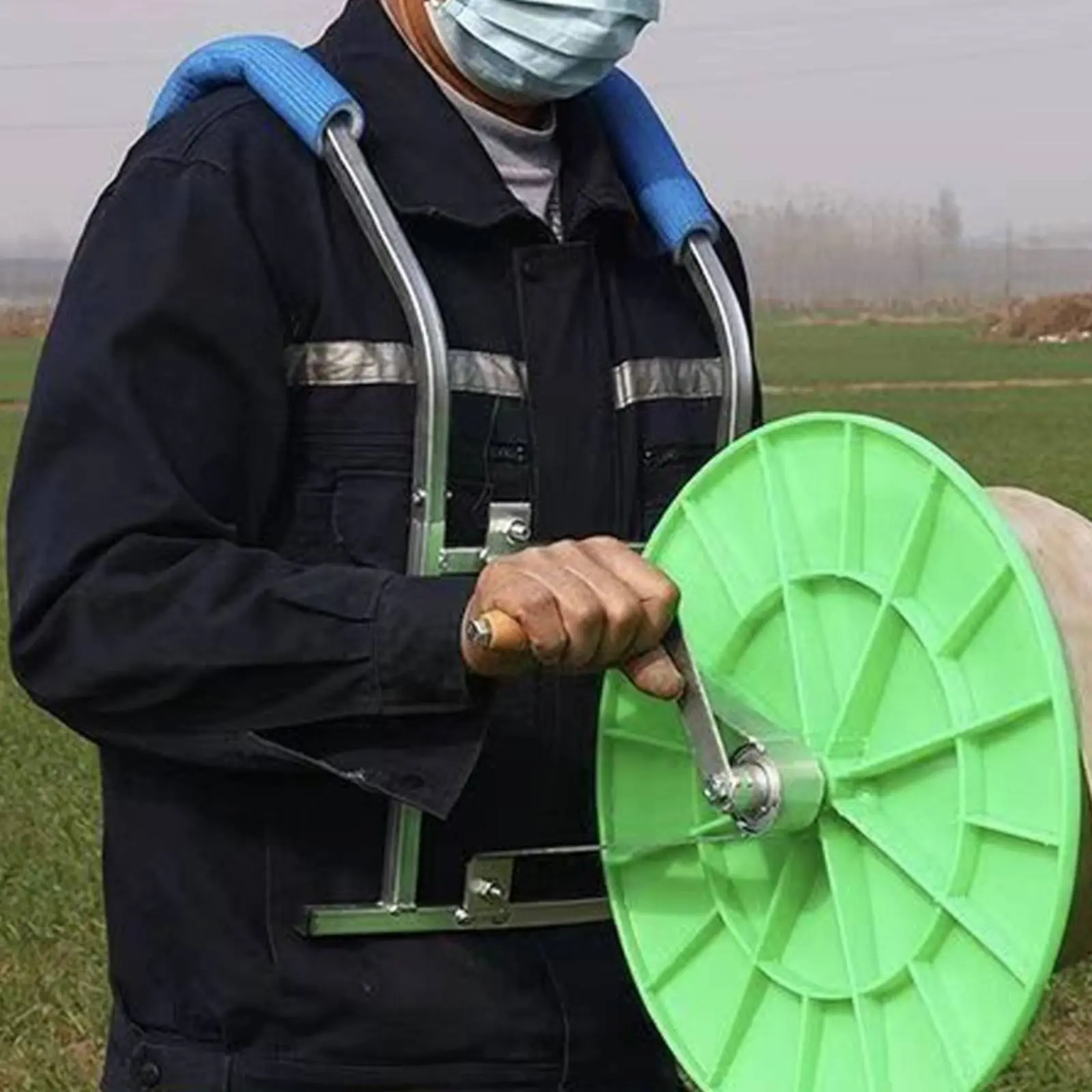 Backpack Hose Reel Labor-Saving Hand Crank Hose Coiler Farming Equipment Fast Winding Portable for Firefighters, Orchard, Garden