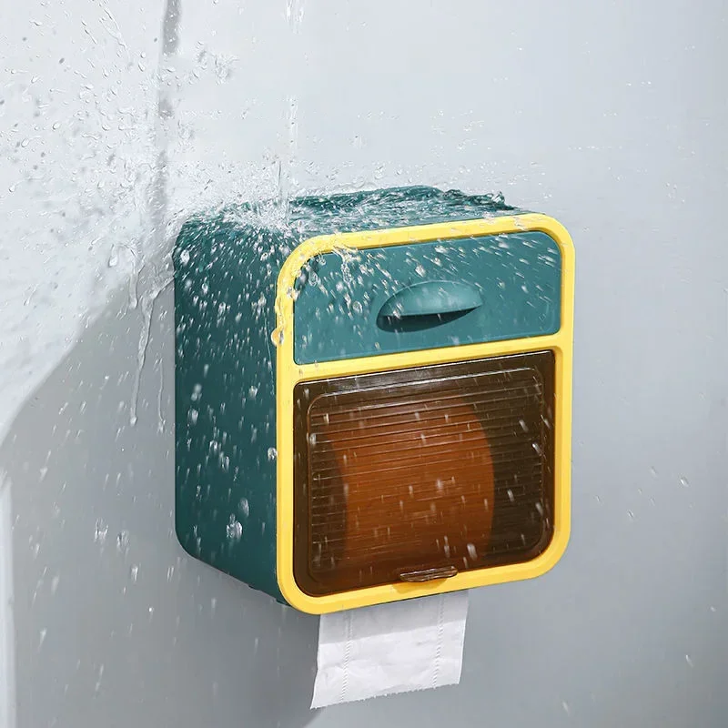 Light Luxury Toilet Paper Box Double Layer Waterproof Multifunctional Wall Mounted Roll Paper Suction Box