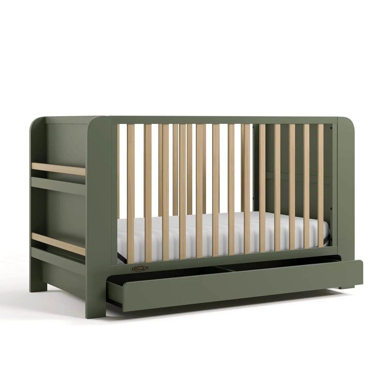 GREENGUARD-CPull convertible avec MEL( Olive avec bois flotté), GREENGUARD Gold ignorez Abrts to Toddler, 4 en 1