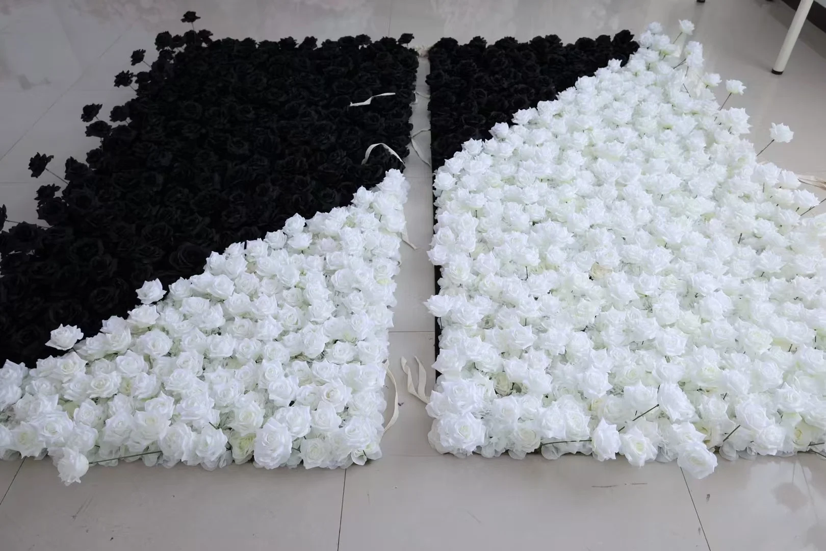 Fabric Roll Up White Black Artificial Floral Wall Wedding Handhold Flower Rose Wall Flower Ins Style Backdrop