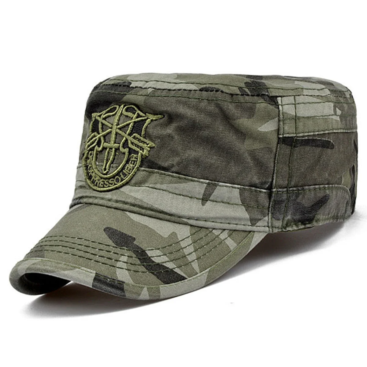 Unisex Shield Embroidery Baseball Cap Spring Autumn Outdoor Adjustable Casual Hats Men Flat Top Military Caps Hip-hop Hats