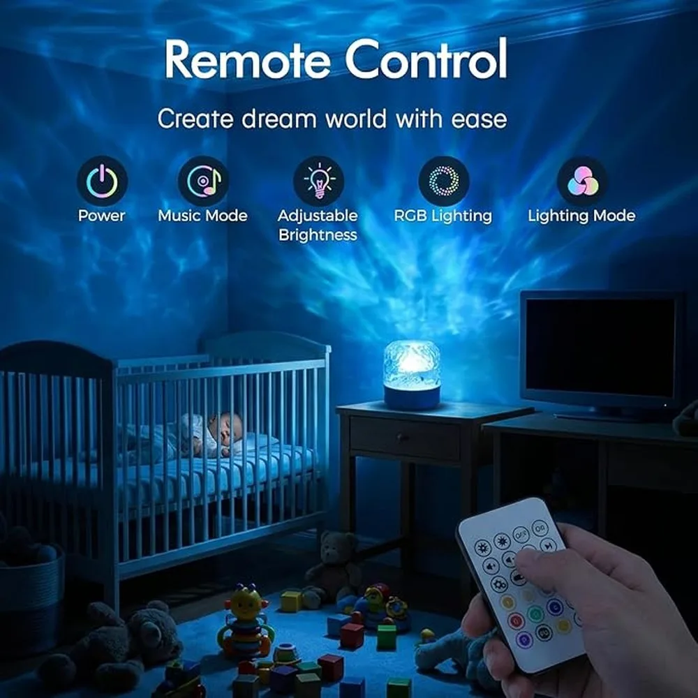 Compact Tabletop Star Projector Light Bluetooth Speaker Lamp Water Visual Effect Romantic