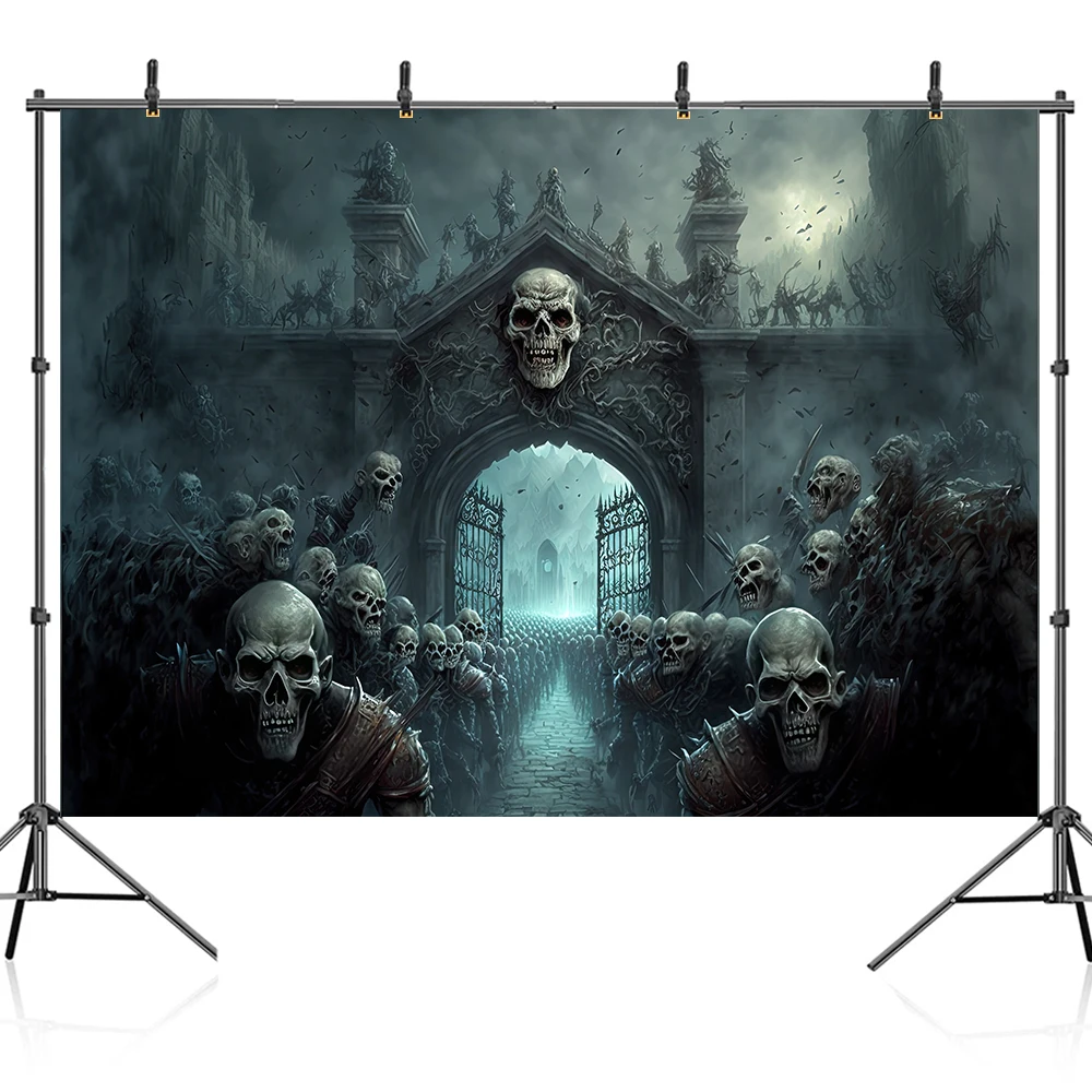 

Bonvvie Halloween Party Photography Backdrop Horror Night Scary Pumpkin Moon Forest Castle Child Portrait Photoshoot Background