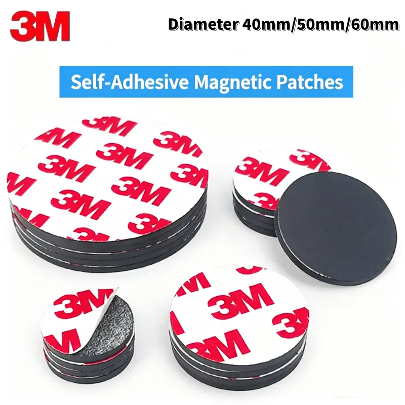 3M 10Pcs Magnetic Strong Self-adhesive Tape Round Self-Adhesive Soft Magnetic Sheets, Strong Magnet Stickers for Teaching Props