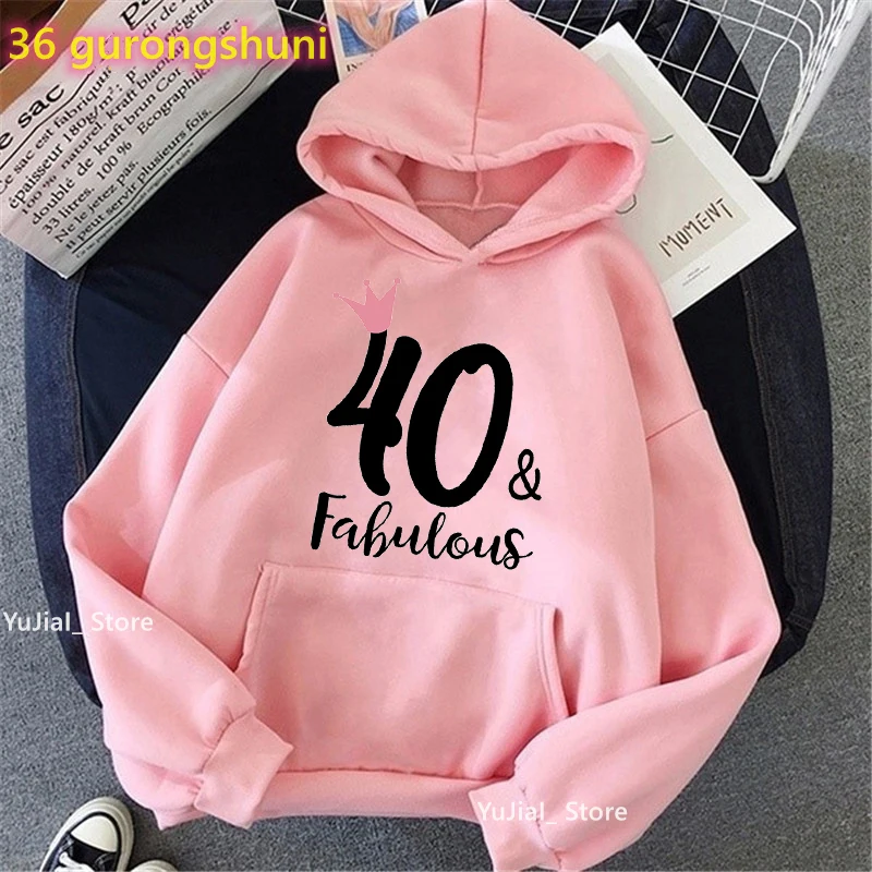 

New Arrival 2022 30th/40th/50th/60th Fabulous Print Hoodies Women'S Clothing Pink/White/Gray Sweatshirt Femme Fashion Tracksuit