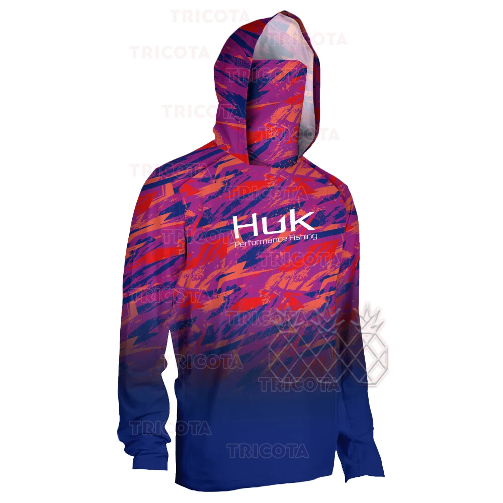 HUK Performance Camicie da pesca Protezione solare UV traspirante da uomo Maschera con cappuccio Abbigliamento da pesca Abbigliamento da pesca estivo a maniche lunghe