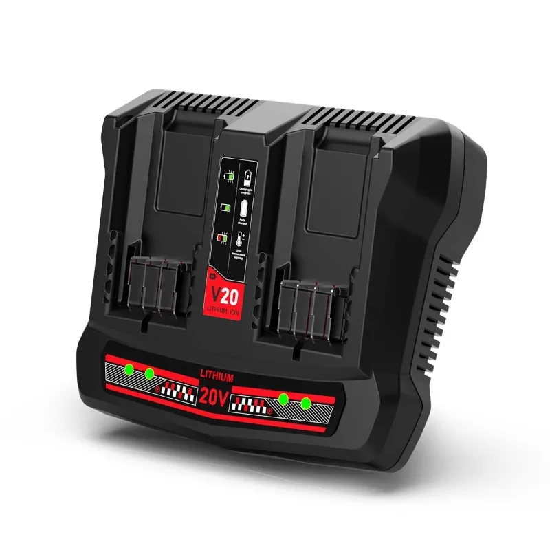 

Dual-port 20V Battery Charger Lithium Battery Charger Suitable for Craftsman 20V Li-ion Batteries Portable Fast-charging Station
