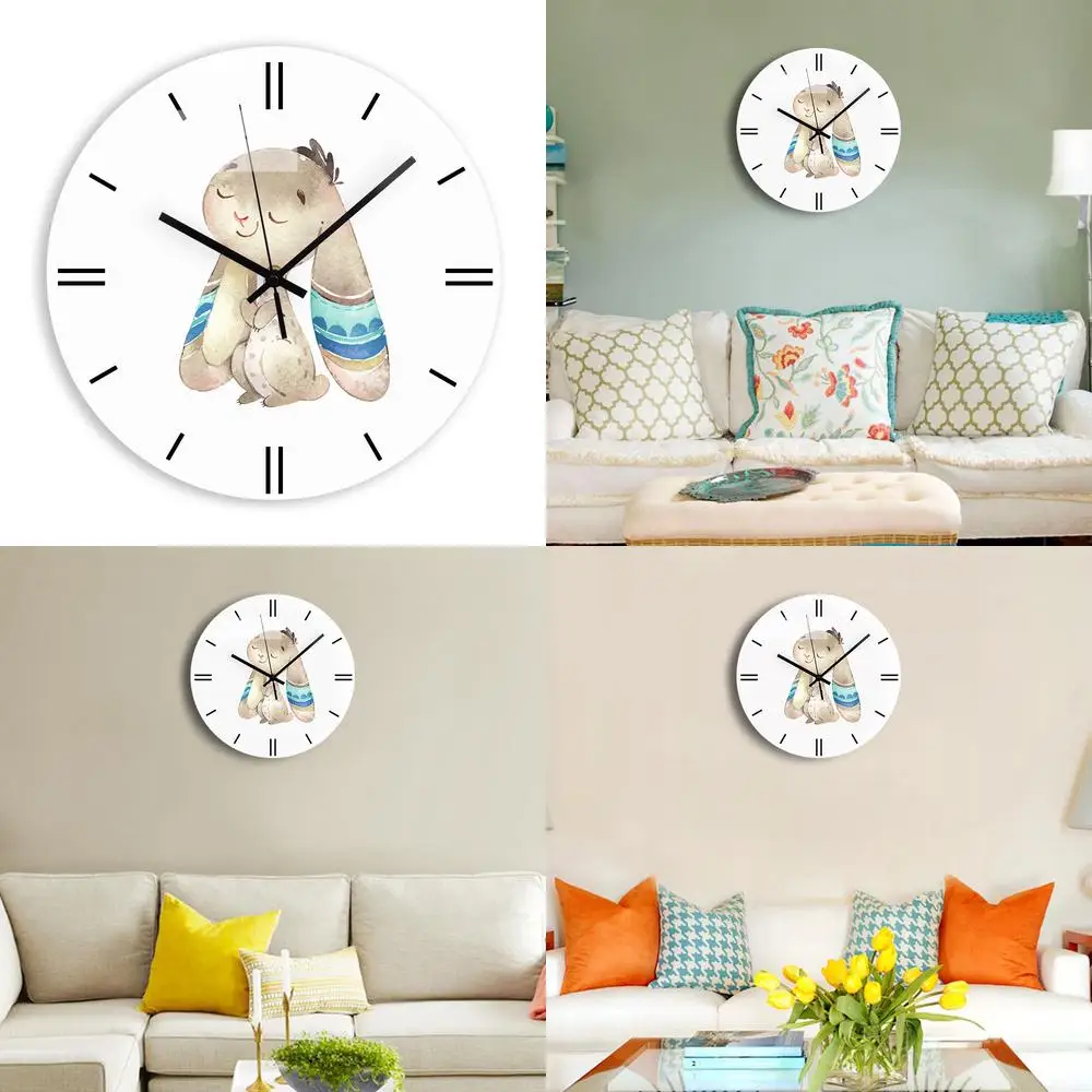 Acrylic Minimalist Proud Rabbit Silent Wall Clock Electronic Quartz Clock for Kids Room Decoration