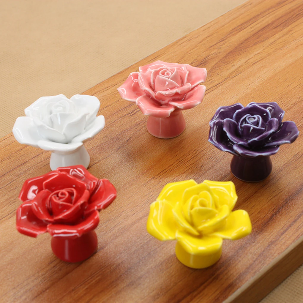 Wide Range Of Applications Flower Ceramic Door Knob For Unique Easy-to-install Ceramic Drawer Knob