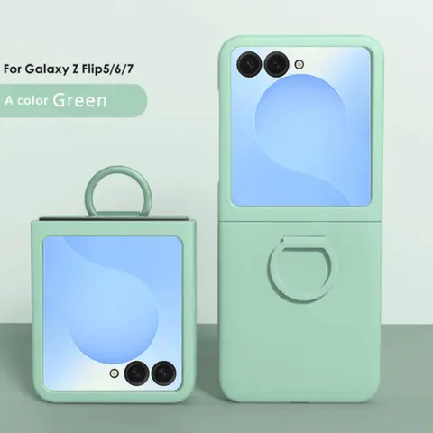Gradient Skin Feel Hard Shell Phone Case with Ring for Samsung Galaxy Z Flip 7 FE 6 5 Flip7 Large Window Protection Cover