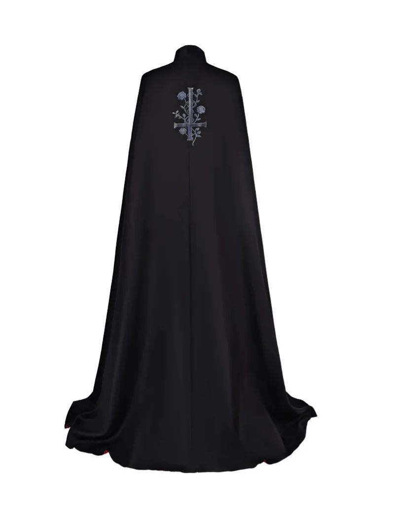 New Medieval Vampire Dark-style Floor-length Cloak Women Men Clothes Cosplay Costume Adult Stand Collar Black Red Cape Halloween