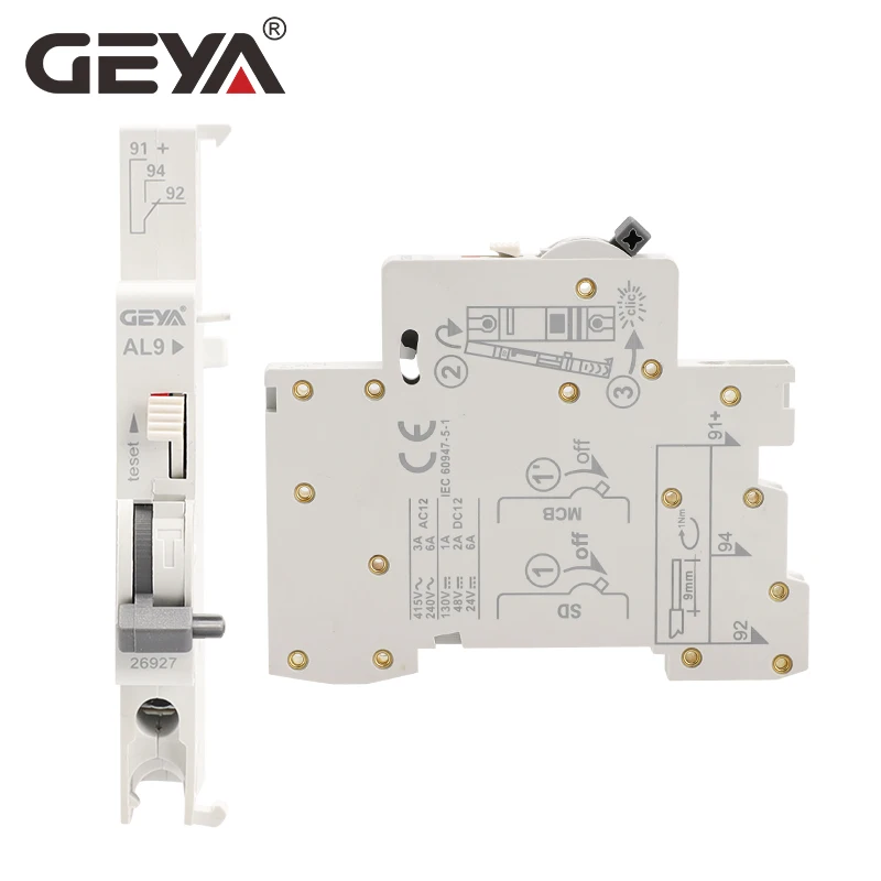 GEYA GYM9 1A-63A MCB Auxiliary Auxiliary Contact Alarm Auxiliary Contact Shunt Tripping Device Voltage Tripping Device