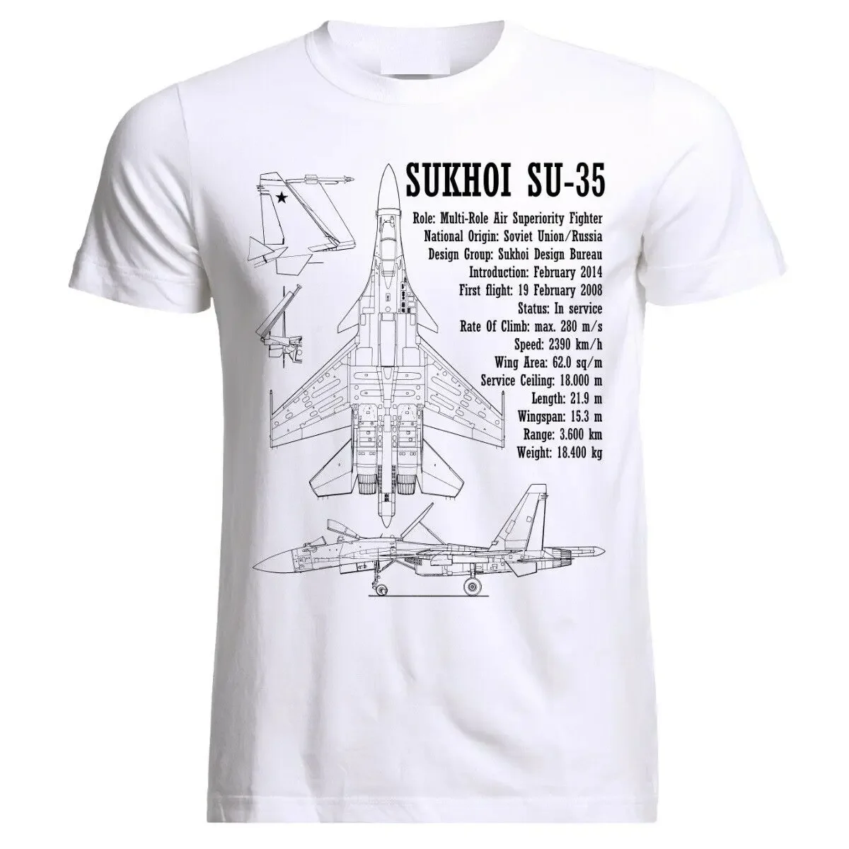 Russian Su-35 Flanker-E Multirole Fighter Blueprint T-Shirt New 100% Cotton O-Neck Summer Short Sleeve Casual Mens T-shirt