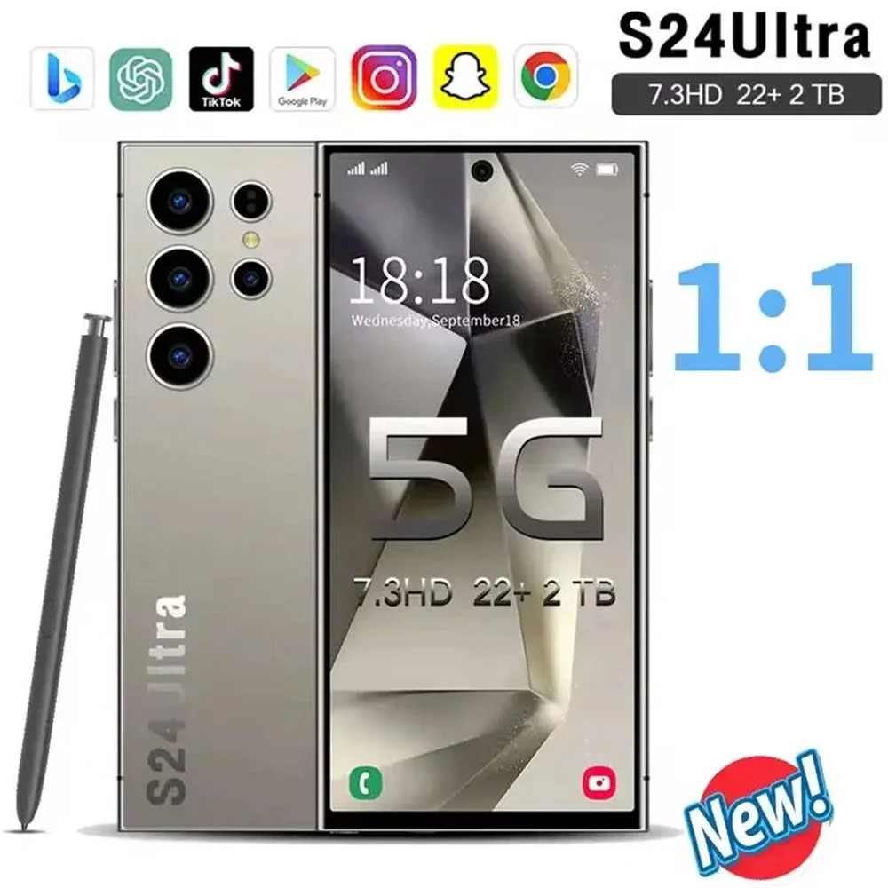 Smartphone Android S24 Ultra, téléphone portable 5G, Snapdragon 8, Isabel 3, 16 Go + 1 To, mobile