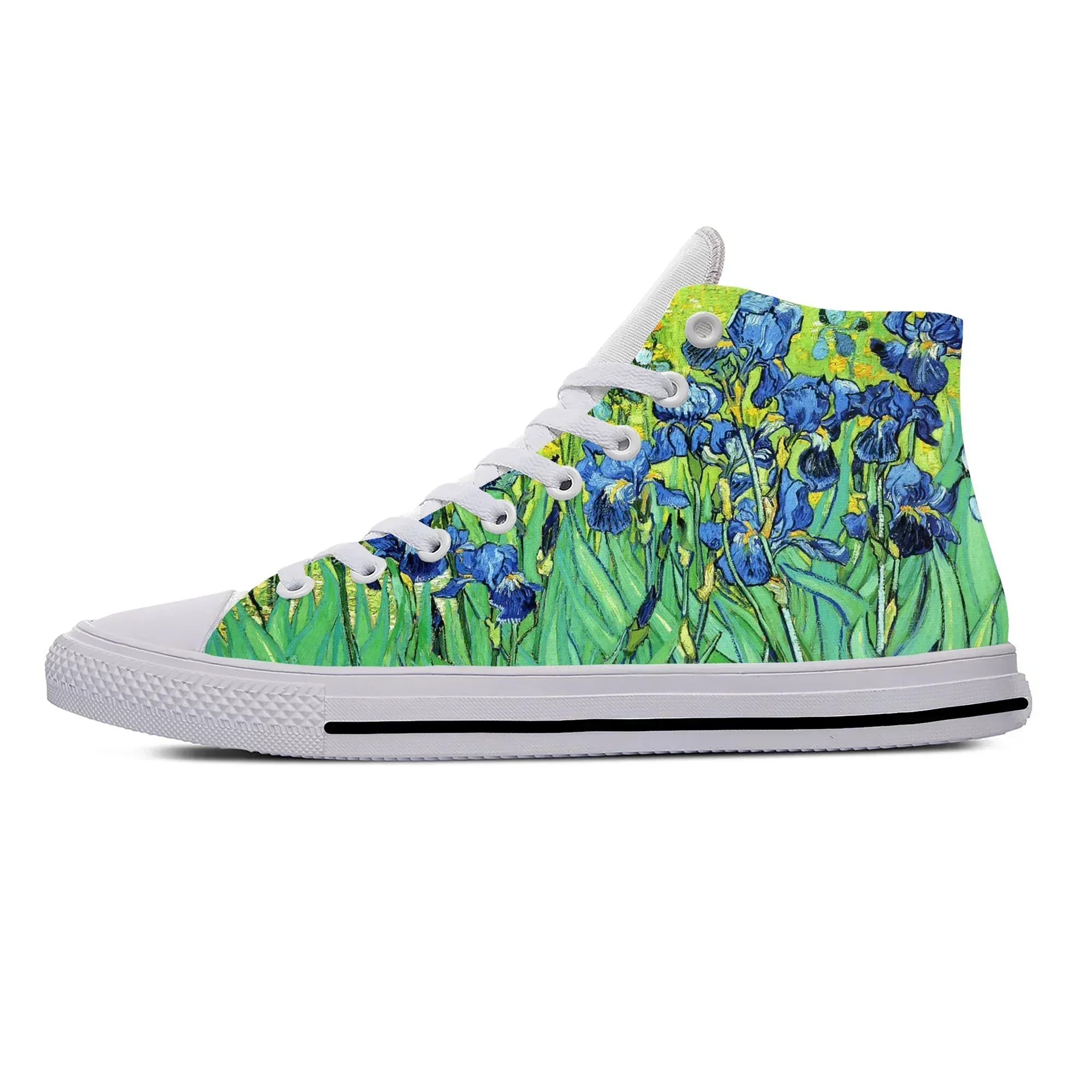 Custom Van Gogh Starry Night Canvas Lace Up Sneakers Lightweight Breathable High Top Casual Shoes for Adults