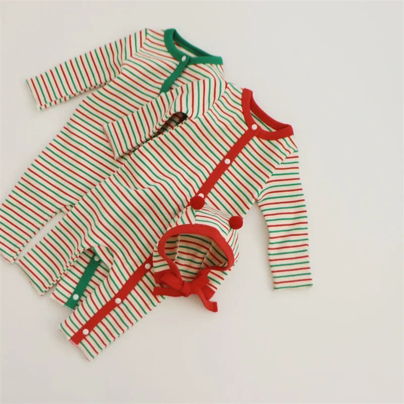 Christmas Baby Clothes Boys Girls Romper  Infant  Autumn Long Sleeve Jumpsuits Cotton Red/Green Outfit Baby Onesie Toddler  2PCS